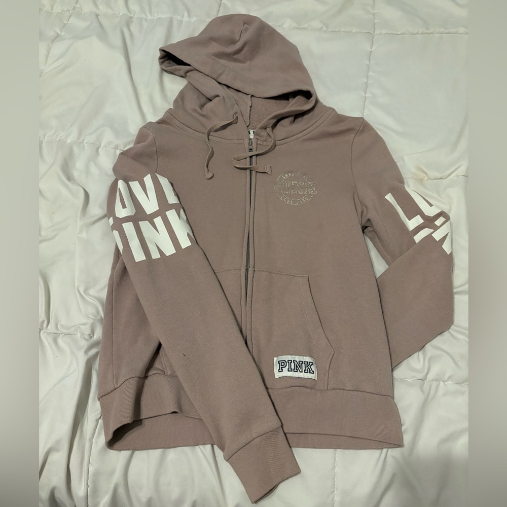 Victoria’s Secret PINK zip up, Size Medium, pale pink.